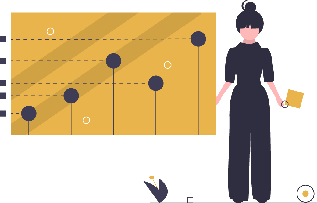 About A woman presenting key point of a report